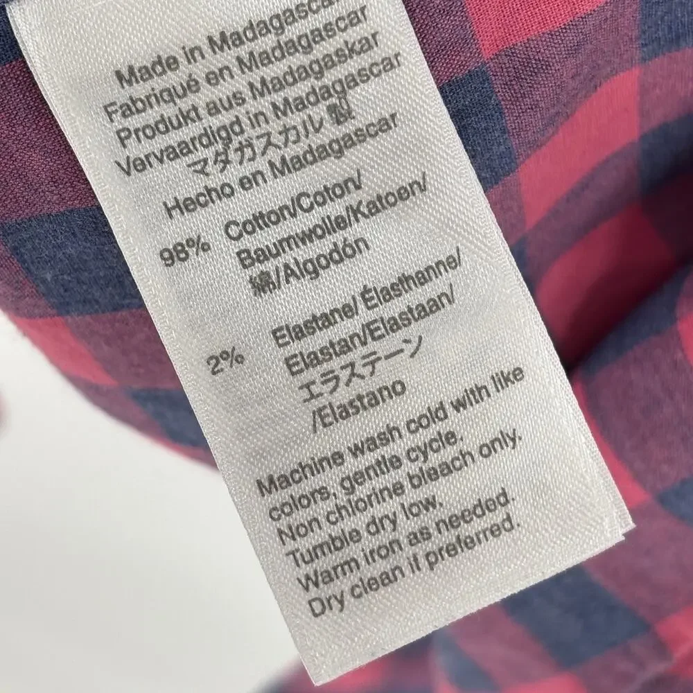 J. Crew Red Plaid Blue Slim Fit Cotton Button Down Shirt